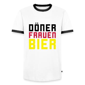 Döner Frauen Bier - Männer Kontrast-T-Shirt - Weiß/Schwarz - Vorne - AI Model Female 172 light (172cm) & AI Model Male 178 dark (178cm)