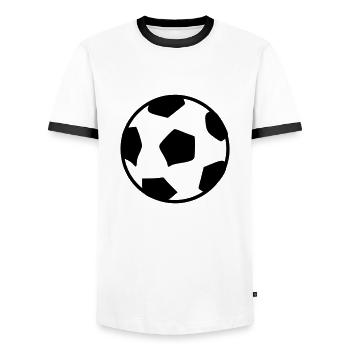 Fußball-Vektor-Kunst - Männer Kontrast-T-Shirt - Weiß/Schwarz - Vorne - AI Model Female 172 light (172cm) & AI Model Male 178 dark (178cm)