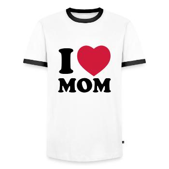 i_love_mom - Männer Kontrast-T-Shirt - Weiß/Schwarz - Vorne - AI Model Female 172 light (172cm) & AI Model Male 178 dark (178cm)