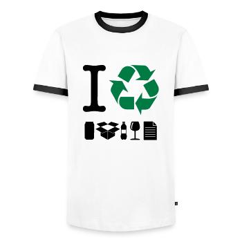 I Recycle - T-shirt contrasté Homme - blanc/noir - Devant - AI Model Female 172 light (172cm) & AI Model Male 178 dark (178cm)