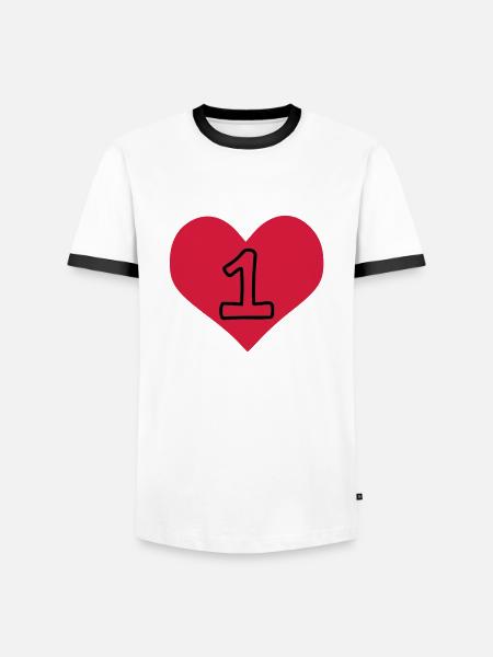 Number 1 & Heart - Men's Ringer Shirt - white/black