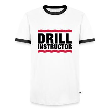 drill_instructor__f2 - Men's Ringer Shirt - white/black - Front - AI Model Female 172 light (172cm) & AI Model Male 178 dark (178cm)