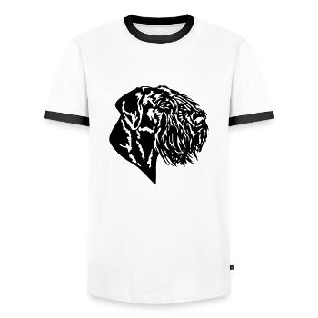 292 Riesenschnauzer - Männer Kontrast-T-Shirt - Weiß/Schwarz - Vorne - AI Model Female 172 light (172cm) & AI Model Male 178 dark (178cm)