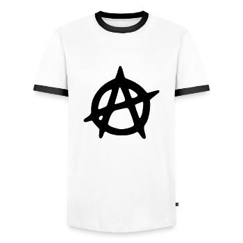 Anarchy - Anarchie (B) - T-shirt contrasté Homme - blanc/noir - Devant - AI Model Female 172 light (172cm) & AI Model Male 178 dark (178cm)