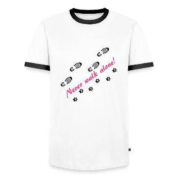 Never walk alone - Männer Kontrast-T-Shirt - Weiß/Schwarz - Vorne - AI Model Female 172 light (172cm) & AI Model Male 178 dark (178cm)