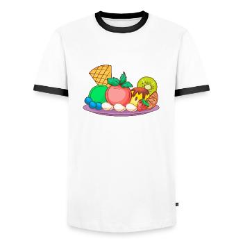 Ice cream ice cream ice cream ice cream ball ice cream sundae - Men's Ringer Shirt - white/black - Front - AI Model Female 172 light (172cm) & AI Model Male 178 dark (178cm)