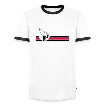 Fliegenfischen - Männer Kontrast-T-Shirt - Weiß/Schwarz - Vorne - AI Model Female 172 light (172cm) & AI Model Male 178 dark (178cm)
