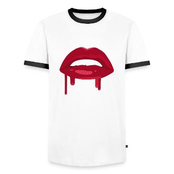 Juicy Lips Rot - Männer Kontrast-T-Shirt - Weiß/Schwarz - Vorne - AI Model Female 172 light (172cm) & AI Model Male 178 dark (178cm)