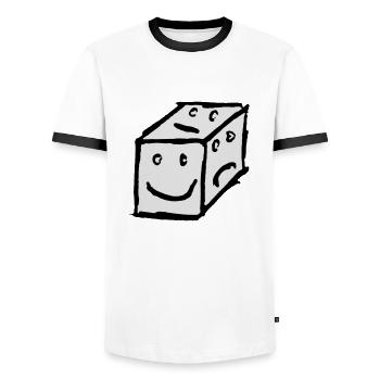 cube - Men's Ringer Shirt - white/black - Front - AI Model Female 172 light (172cm) & AI Model Male 178 dark (178cm)