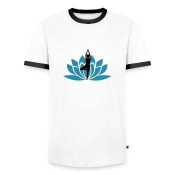 Namaste Lotus Blüte / Geschenk Idee - Männer Kontrast-T-Shirt - Weiß/Schwarz - Vorne - AI Model Female 172 light (172cm) & AI Model Male 178 dark (178cm)