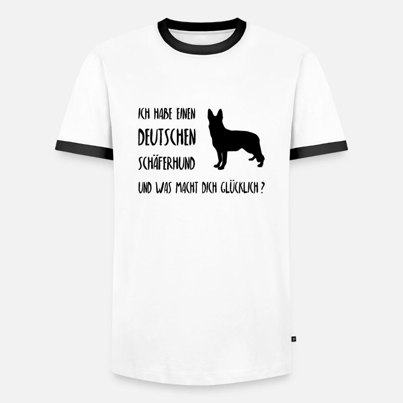 Deutscher Schäferhund - Männer Kontrast-T-Shirt - Weiß/Schwarz