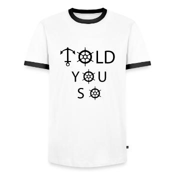 Vous l'a dit - T-shirt contrasté Homme - blanc/noir - Devant - AI Model Female 172 light (172cm) & AI Model Male 178 dark (178cm)
