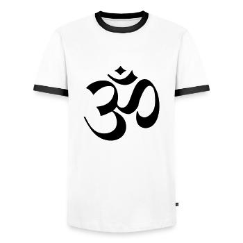 om_zeichen__f1 - Männer Kontrast-T-Shirt - Weiß/Schwarz - Vorne - AI Model Female 172 light (172cm) & AI Model Male 178 dark (178cm)