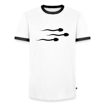 sperm__f1 - Männer Kontrast-T-Shirt - Weiß/Schwarz - Vorne - AI Model Female 172 light (172cm) & AI Model Male 178 dark (178cm)
