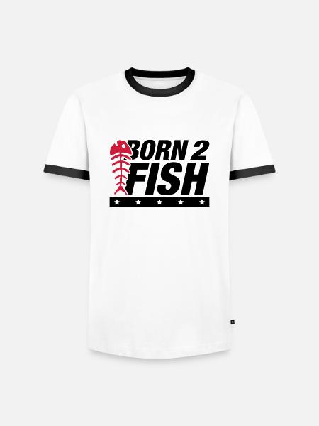 born_2_fish_wo2 - T-shirt contrasté Homme - blanc/noir