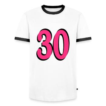 30th Birthday - Men's Ringer Shirt - white/black - Front - AI Model Female 172 light (172cm) & AI Model Male 178 dark (178cm)