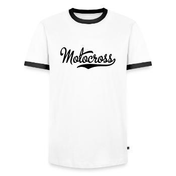 motocross - Men's Ringer Shirt - white/black - Front - AI Model Female 172 light (172cm) & AI Model Male 178 dark (178cm)