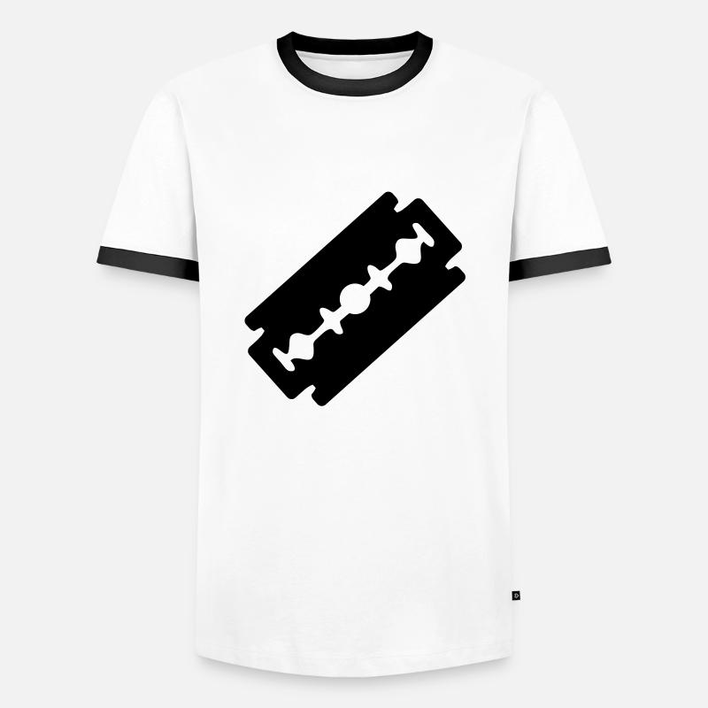 razorblade_ti1 - Men's Ringer Shirt - white/black
