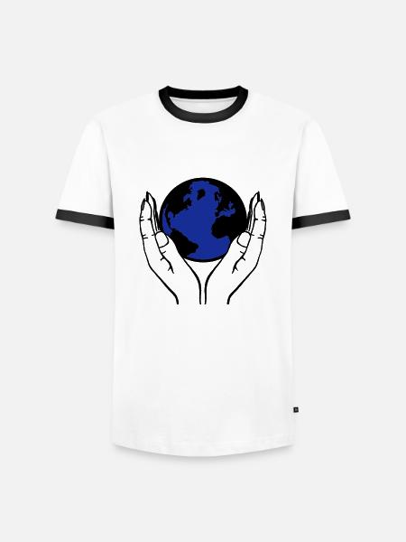 world in hands - Men's Ringer Shirt - white/black