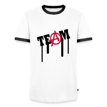 a team graffiti - Männer Kontrast-T-Shirt - Weiß/Schwarz - Vorne - AI Model Female 172 light (172cm) & AI Model Male 178 dark (178cm)