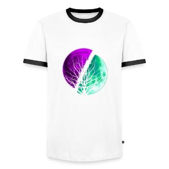 Moon - Men's Ringer Shirt - white/black - Front - AI Model Female 172 light (172cm) & AI Model Male 178 dark (178cm)