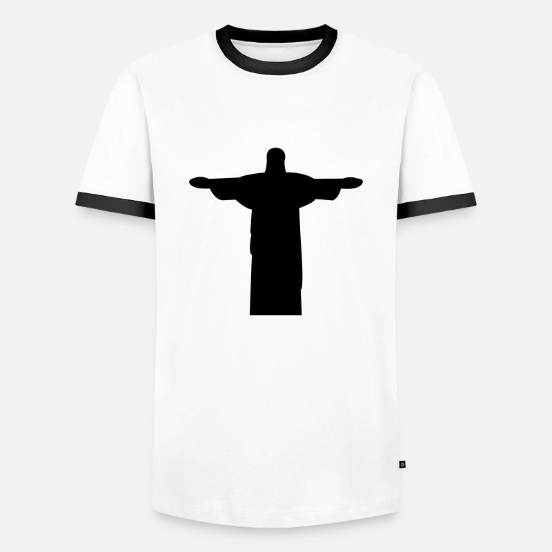 jesus_statue - Männer Kontrast-T-Shirt - Weiß/Schwarz