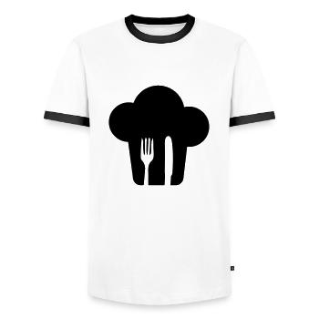 Toque couverts - T-shirt contrasté Homme - blanc/noir - Devant - AI Model Female 172 light (172cm) & AI Model Male 178 dark (178cm)