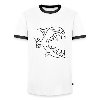 Monster Fish - Men's Ringer Shirt - white/black - Front - AI Model Female 172 light (172cm) & AI Model Male 178 dark (178cm)
