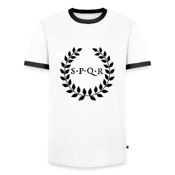 spqr - T-shirt contrasté Homme - blanc/noir - Devant - AI Model Female 172 light (172cm) & AI Model Male 178 dark (178cm)