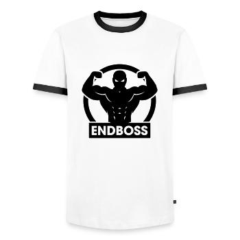 Bodybuilders de boss final - T-shirt contrasté Homme - blanc/noir - Devant - AI Model Female 172 light (172cm) & AI Model Male 178 dark (178cm)