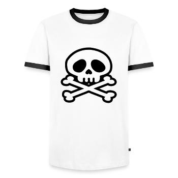 tete de mort pirate - T-shirt contrasté Homme - blanc/noir - Devant - AI Model Female 172 light (172cm) & AI Model Male 178 dark (178cm)
