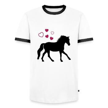 Horse with Hearts - Men's Ringer Shirt - white/black - Front - AI Model Female 172 light (172cm) & AI Model Male 178 dark (178cm)