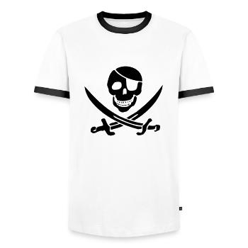 Jolly Roger - Men's Ringer Shirt - white/black - Front - AI Model Female 172 light (172cm) & AI Model Male 178 dark (178cm)