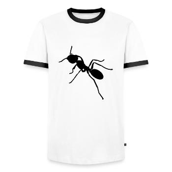 ant - Men's Ringer Shirt - white/black - Front - AI Model Female 172 light (172cm) & AI Model Male 178 dark (178cm)