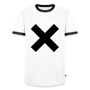 cross - Men's Ringer Shirt - white/black - Front - AI Model Female 172 light (172cm) & AI Model Male 178 dark (178cm)