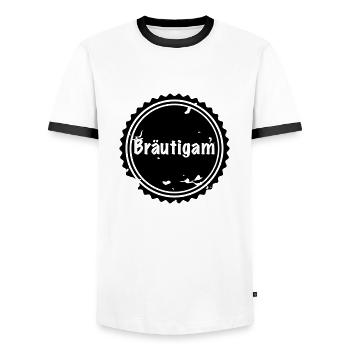 Bräutigam Badge - Männer Kontrast-T-Shirt - Weiß/Schwarz - Vorne - AI Model Female 172 light (172cm) & AI Model Male 178 dark (178cm)