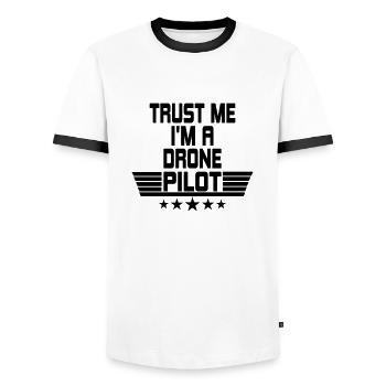 Drone Drone Quadrocopter Modèle de modèle cadeau pilote - T-shirt contrasté Homme - blanc/noir - Devant - AI Model Female 172 light (172cm) & AI Model Male 178 dark (178cm)