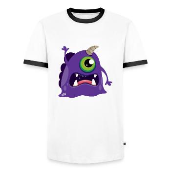 Monstaa Originaals Monster # 10 - Men's Ringer Shirt - white/black - Front - AI Model Female 172 light (172cm) & AI Model Male 178 dark (178cm)