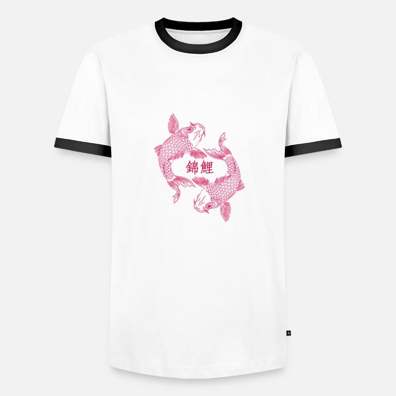 Koi Neon Carp - Men's Ringer Shirt - white/black