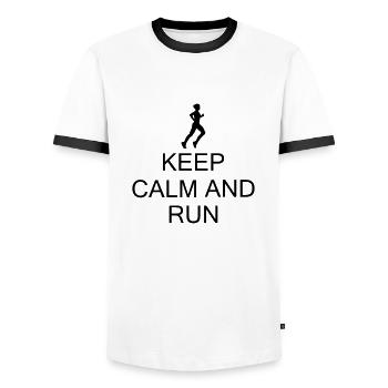 garder le calme et Run - T-shirt contrasté Homme - blanc/noir - Devant - AI Model Female 172 light (172cm) & AI Model Male 178 dark (178cm)
