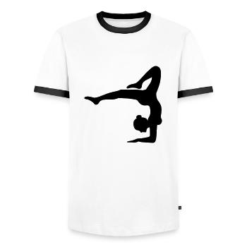 yoga gymnastik sport turnen ballette maedchen frau - Männer Kontrast-T-Shirt - Weiß/Schwarz - Vorne - AI Model Female 172 light (172cm) & AI Model Male 178 dark (178cm)