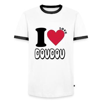 ilovedoudou - T-shirt contrasté Homme - blanc/noir - Devant - AI Model Female 172 light (172cm) & AI Model Male 178 dark (178cm)