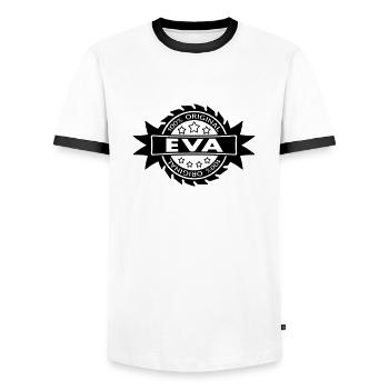 EVA star original 1c - Männer Kontrast-T-Shirt - Weiß/Schwarz - Vorne - AI Model Female 172 light (172cm) & AI Model Male 178 dark (178cm)