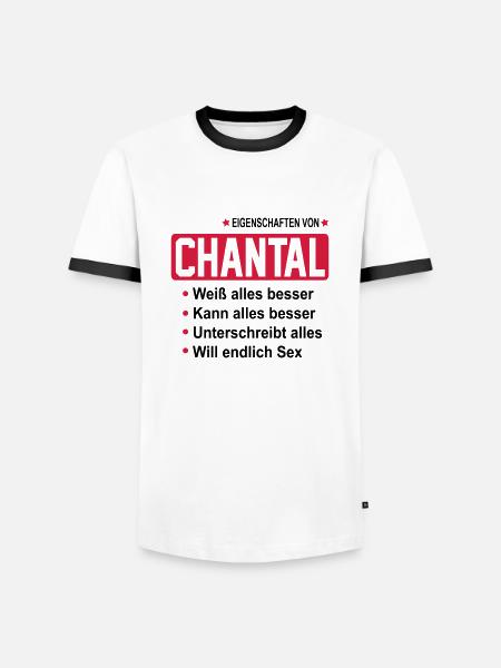 chantal - Männer Kontrast-T-Shirt - Weiß/Schwarz