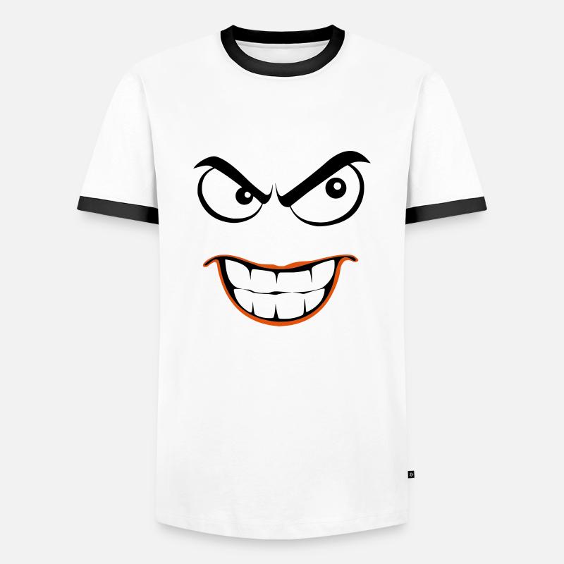 smiley evil - Men's Ringer Shirt - white/black