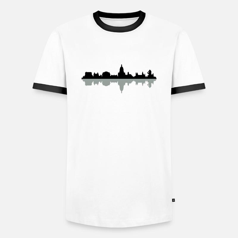 Skyline Mainz - Männer Kontrast-T-Shirt - Weiß/Schwarz