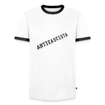ANTIFASCHISTE ANTIFASCISTA ALERTA ALERTA FCKNZS - T-shirt contrasté Homme - blanc/noir - Devant - AI Model Female 172 light (172cm) & AI Model Male 178 dark (178cm)