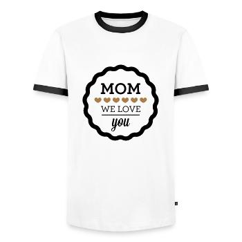 Mom - We Love You - Men's Ringer Shirt - white/black - Front - AI Model Female 172 light (172cm) & AI Model Male 178 dark (178cm)