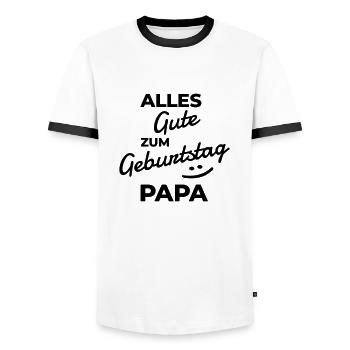 Alles Gute zum Geburtstag Papa - Männer Kontrast-T-Shirt - Weiß/Schwarz - Vorne - AI Model Female 172 light (172cm) & AI Model Male 178 dark (178cm)