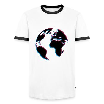 3d erde planet welt kontinente karte laender meer - Männer Kontrast-T-Shirt - Weiß/Schwarz - Vorne - AI Model Female 172 light (172cm) & AI Model Male 178 dark (178cm)